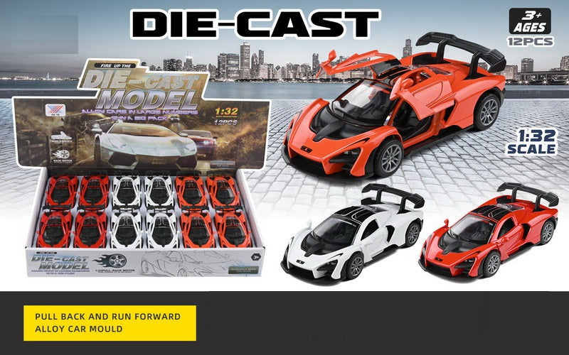 ALLOY CAR 1:32 PULL BACK 12PCS SET DISPLAY BOX