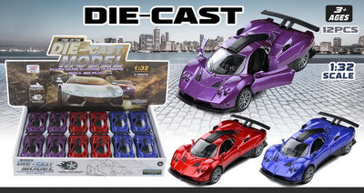 ALLOY CAR 1:32 PULL BACK 12PCS SET DISPLAY BOX