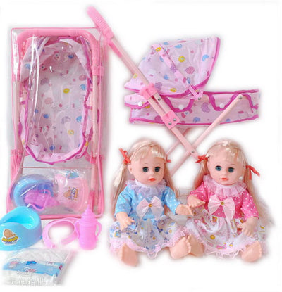 BABY STOROLLER WITH 14" DOLL PVC BAG+HEADER
