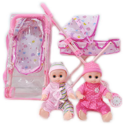 BABY STOROLLER WITH 12"DOLL PVC BAG+HEADER
