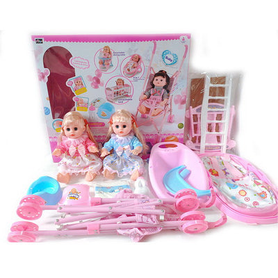 DOLL 14" WITH STROLLER AND ACCESSORIES