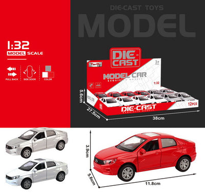 ALLOY CAR 1:32 PULL BACK 12PCS DISPLAY BOX