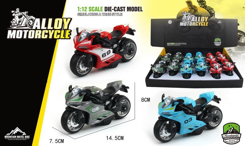 ALLOY MOTORCYCLE 1:12 12PCS DISPLAY BOX