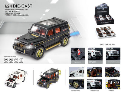 ALLOY CAR 1:24 PULL BACK WITH LIGHT&MUSIC 8PCS SET DISPLAY BOX