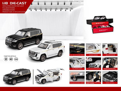 ALLOY CAR 1:18 Pull Back with Lights & Sound 6 DOOR OPEN 4PCS DISPLAY BOX