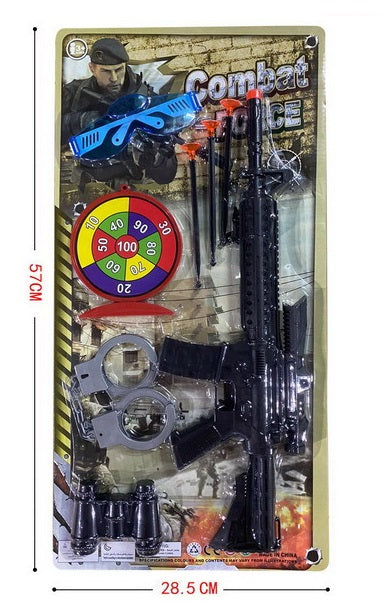TOY GUN BLISTER CARD WITH ACCESSORIES