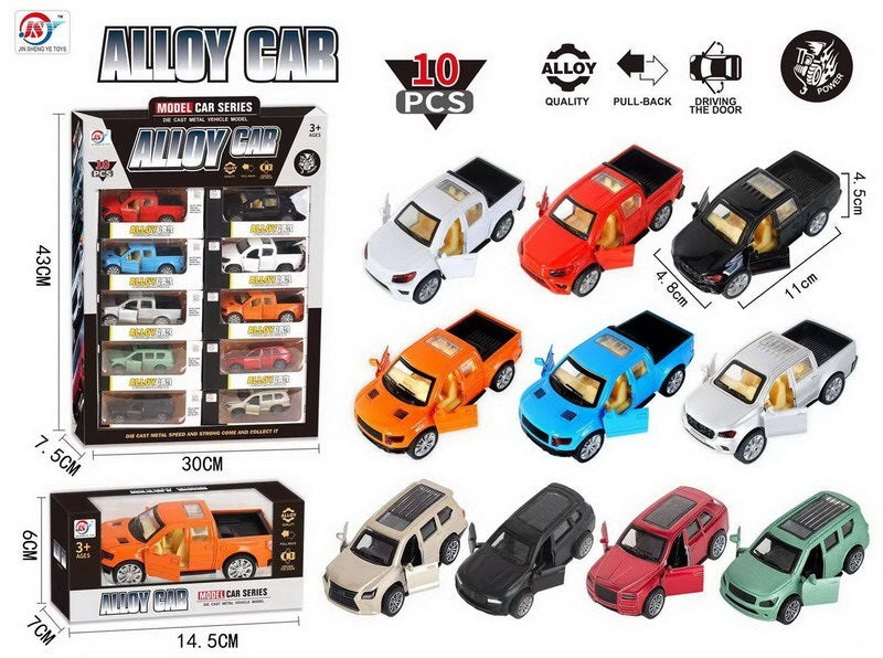 ALLOY CAR 1:38 PULL BACK 10PCS DISPLAY BOX