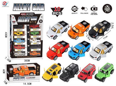 ALLOY CAR 1:38 PULL BACK 10PCS DISPLAY BOX