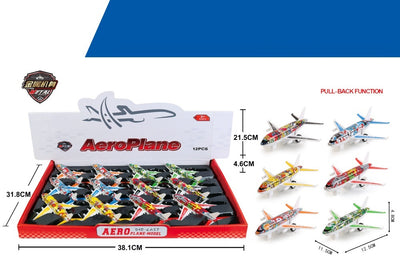 FRICTION PLANE PULLBACK 12PCS SET DISPLAY BOX