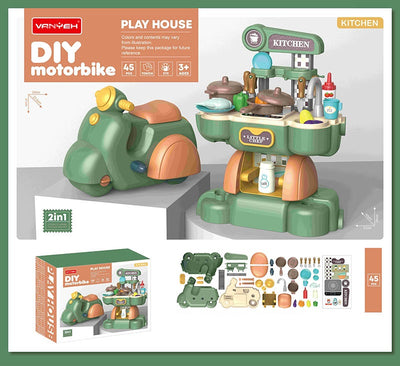 KITCHEN PLAY SET MOTORBIKE WITH 45PCS