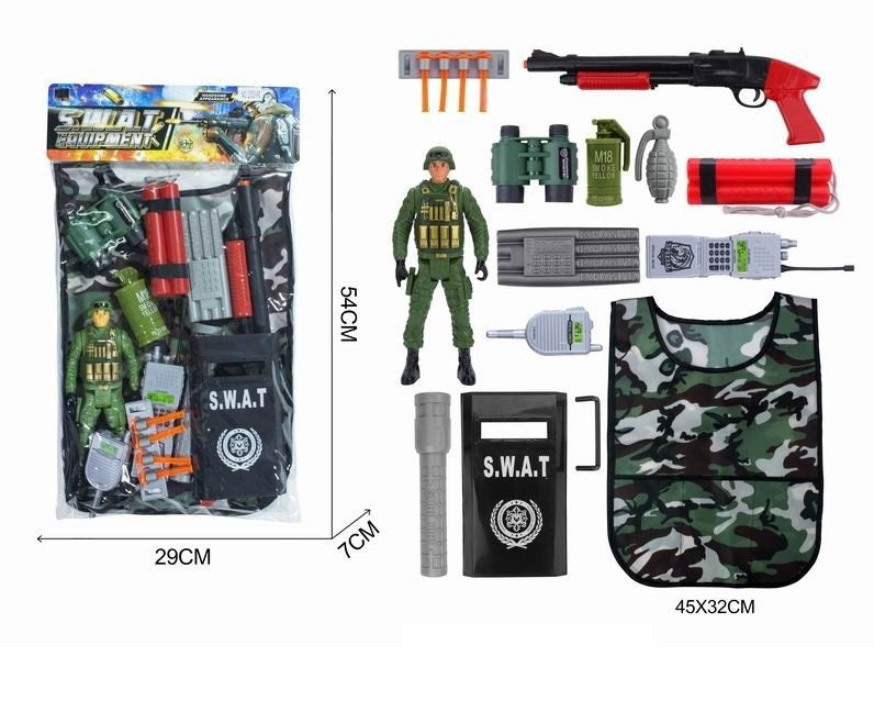 TOY GUN WITH ACCESSORIES PVC BAG+HEADER