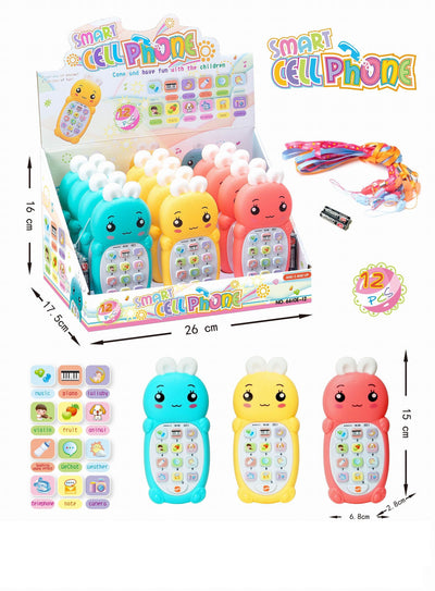 TOY MOBILE PHONE BATTERY OPERATED 12PCS SET WITH LIGHT&MUSIC DISPLAY BOX