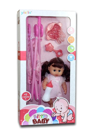 BABY STOROLLER WITH 12" DOLL WITH MUSIC