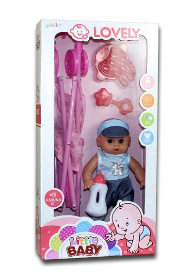 BABY STOROLLER WITH 14" DOLL WITH MUSIC