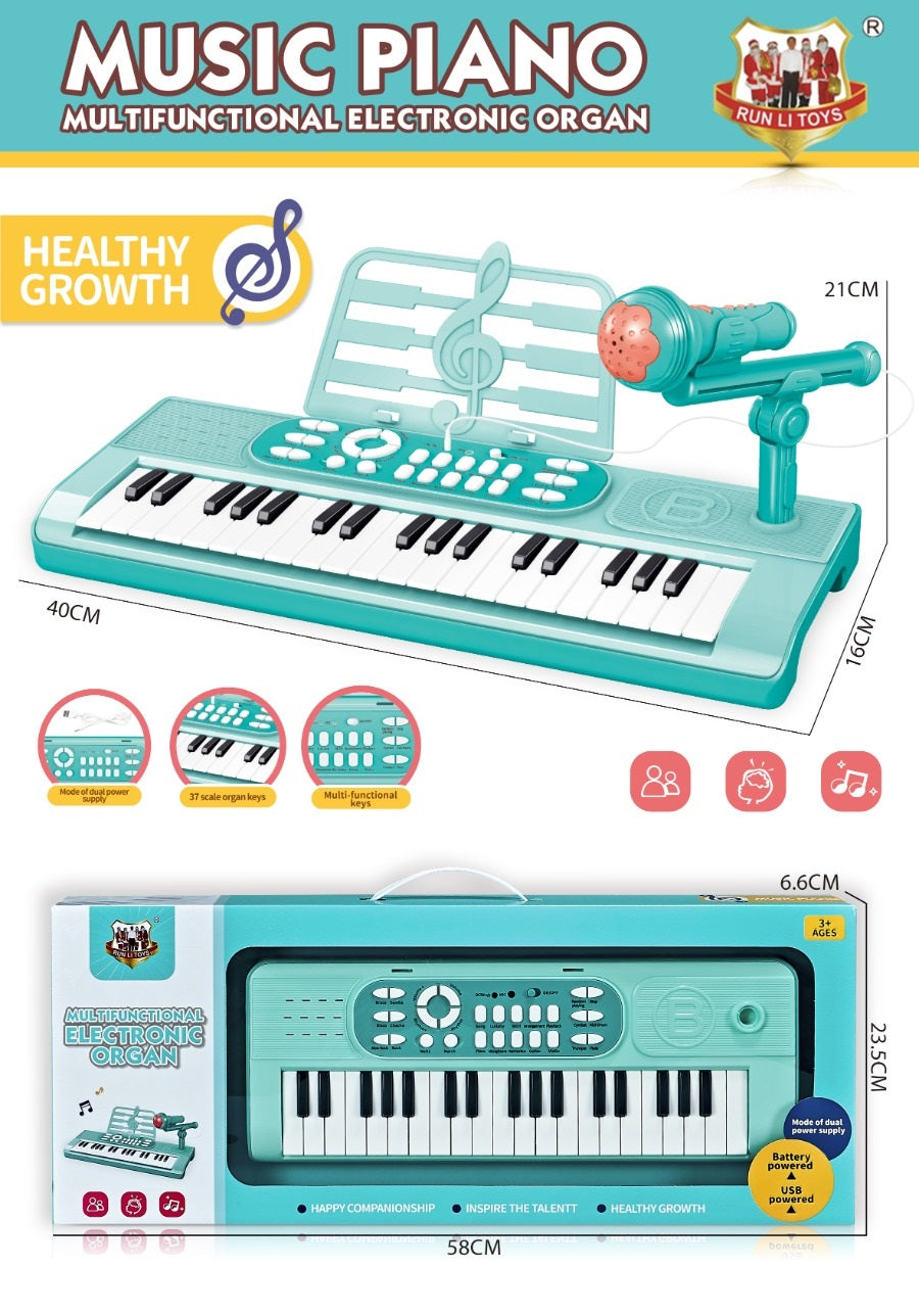 MUSICAL 37KEY PIANO WITH MICROPHONE AND USB CHARGER