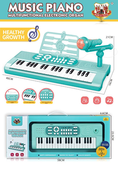 MUSICAL 37KEY PIANO WITH MICROPHONE AND USB CHARGER