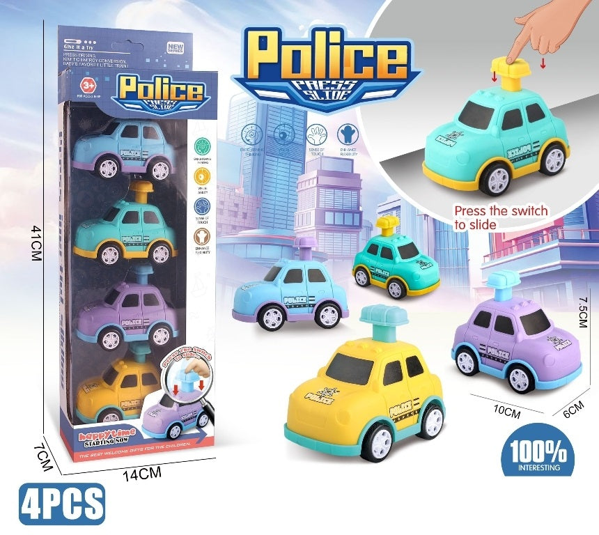 POLICE CAR PRESS TO GO 4PCS SET