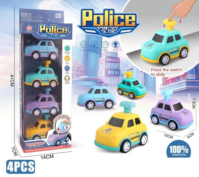 POLICE CAR PRESS TO GO 4PCS SET
