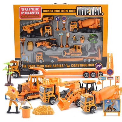 Construction Truck Playset Die Cast Metal Trailer Truck For Kids