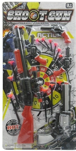 TOY GUN BLISTER CARD WITH ACCESSORIES