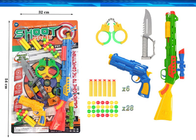 TOY GUN BLISTER CARD WITH ACCESSORIES