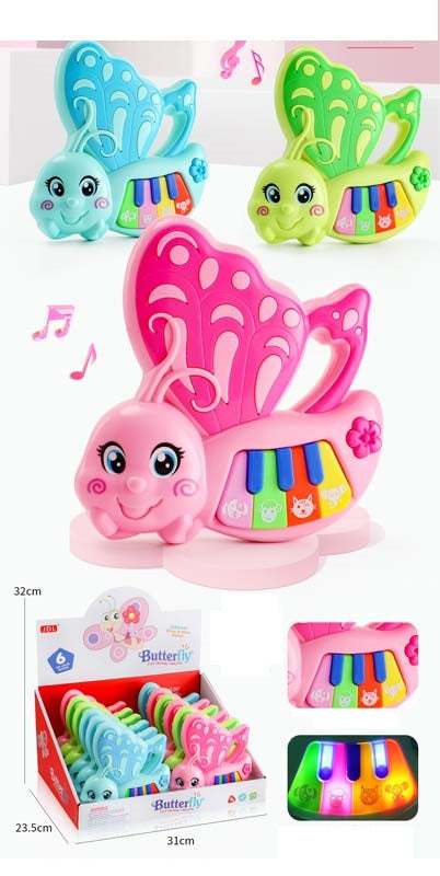 MUSICAL PIANO BUTTERFLY BATTERY OPERATED 12PCS DISPLAY BOX