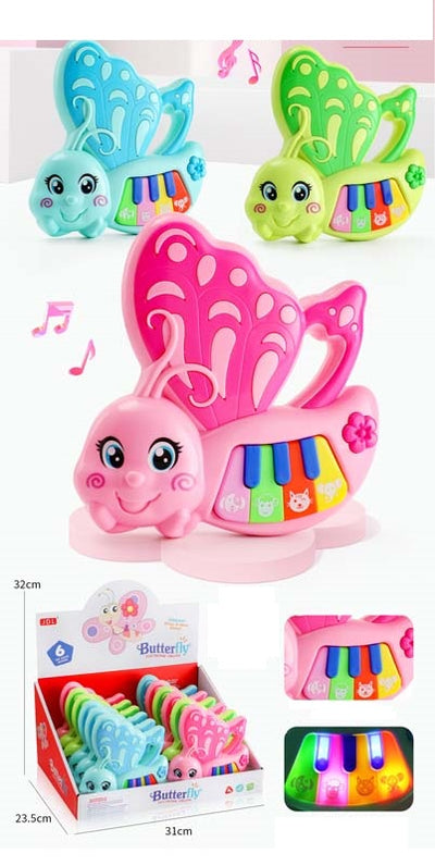 MUSICAL PIANO BUTTERFLY BATTERY OPERATED 12PCS DISPLAY BOX