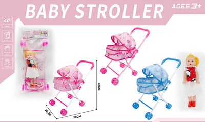 BABY STOROLLER WITH 12" DOLL PVC BAG+HEADER