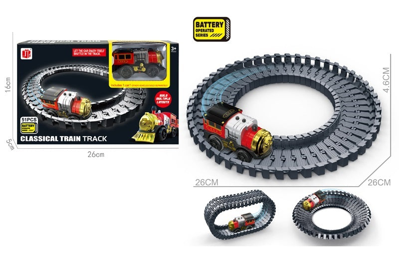 TRAIN SET BATTERY OPERATED 51PCS