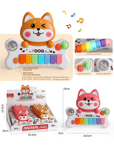 MUSICAL PIANO ANIMAL BATTERY OPERATED 12PCS DISPLAY BOX