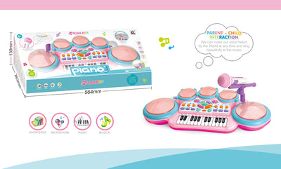 MUSICAL 24KEY PIANO WITH MICROPHONE & DRUM PADS USB CHARGER