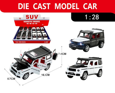 ALLOY CAR 1:28 DOOR OPEN WITH LIGHT&SOUND 12PCS SET DISPLAY BOX