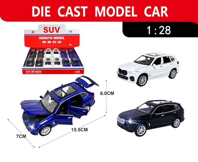 ALLOY CAR 1:28 DOOR OPEN WITH LIGHT&SOUND 12PCS SET DISPLAY BOX