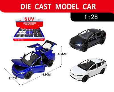 ALLOY CAR 1:28 DOOR OPEN WITH LIGHT&SOUND 12PCS SET DISPLAY BOX