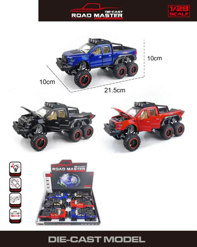 ALLOY CAR 1:28 Pull Back with Lights & Sound 6PCS DISPLAY BOX