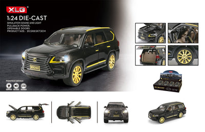 ALLOY CAR 1:24 Pull Back with Lights & Sound 4pcs DISPLAY BOX