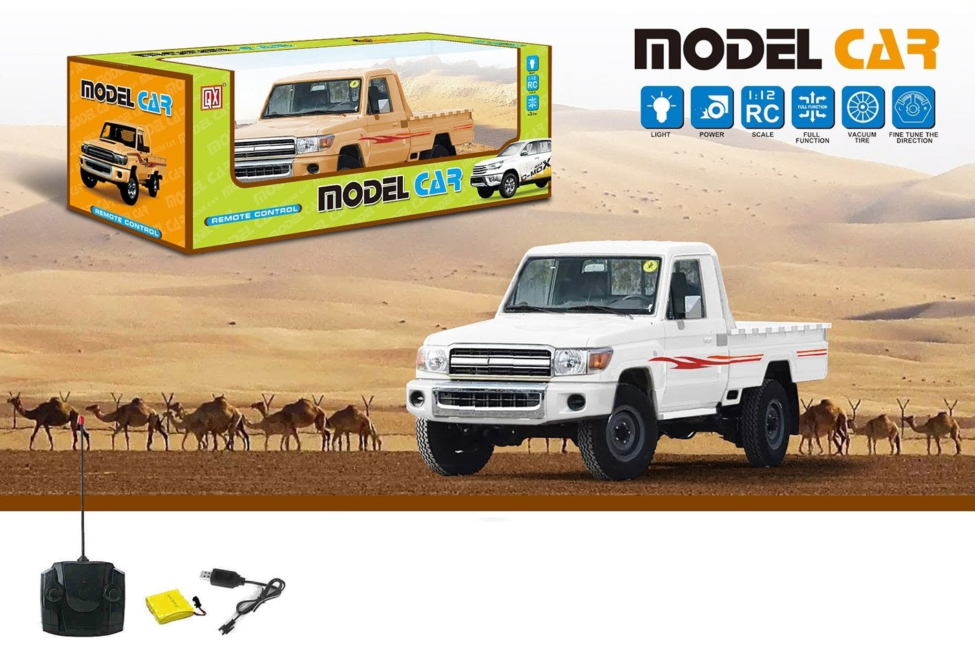 REMOTE CONTROL CAR WITH USB CHARGER 1:12 & LIGHT