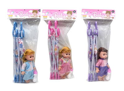 BABY STOROLLER WITH 14" DOLL PVC BAG+HEADER