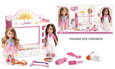DOLL 2PCS 12" WITH BED SET